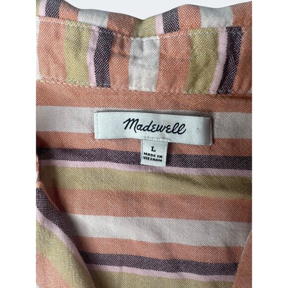 Madewell Womens Courier Striped Button-Back Oversized Shirt Multicolor Large - Picture 8 of 14